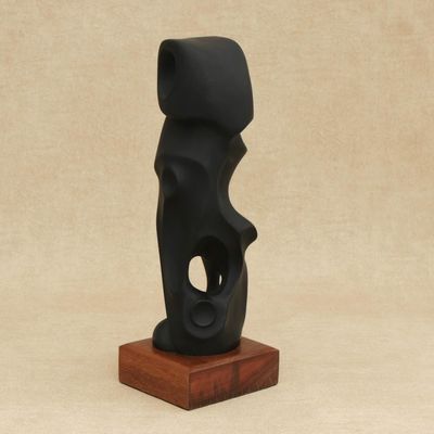 Alternate image for Abstract Resin Sculpture of a Falcon in Black from Brazil Abstract Peregrine in Black