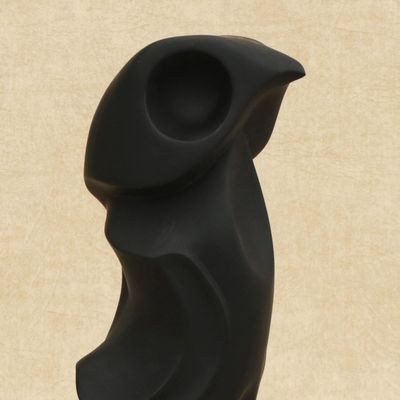 Alternate image for Abstract Resin Sculpture of a Falcon in Black from Brazil Abstract Peregrine in Black