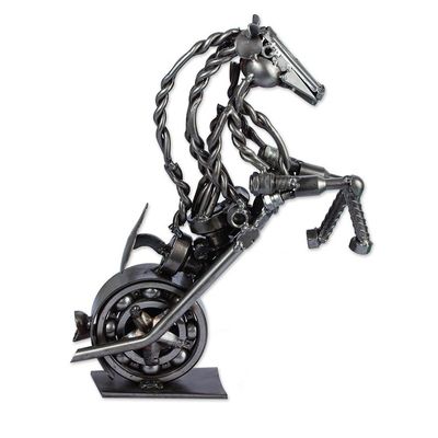 Alternate image for 18 Inch Rustic Motorbike Horse Recycled Auto Parts Sculpture Rustic Horsepower