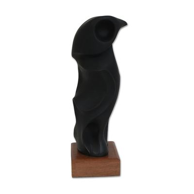 Alternate image for Abstract Resin Sculpture of a Falcon in Black from Brazil Abstract Peregrine in Black