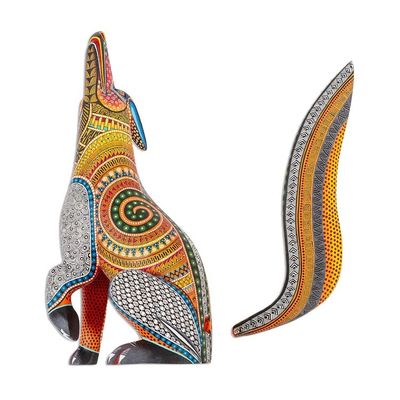 Alternate image for Alebrije Sculpture Hand Painted Crazy Coyote