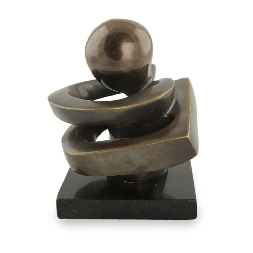 Abstract Bronze Sculpture on Black Granite 'Embracing Life'