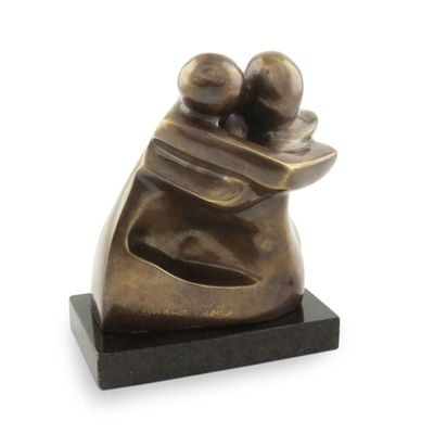 Alternate image for Abstract Lovers Bronze Sculpture on Granite Sweeping Encounter
