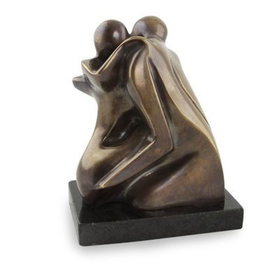 Alternate image for Abstract Lovers Bronze Sculpture on Granite Sweeping Encounter