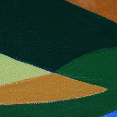 Alternate image for Original Signed Cubist Painting of Birds is Flight Flying