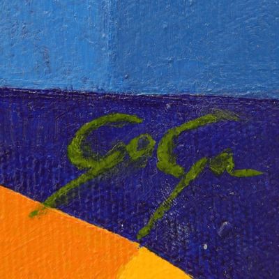 Alternate image for Original Signed Cubist Painting of Birds is Flight Flying