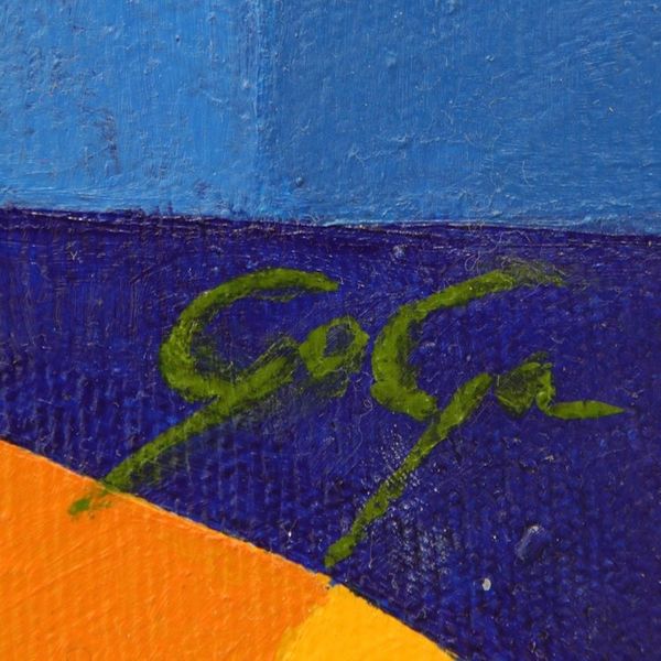 Alternate image for Original Signed Cubist Painting of Birds is Flight Flying