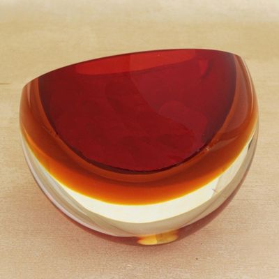 Alternate image for Red-Orange Murano-Inspired Art Glass Sculpture Fireball