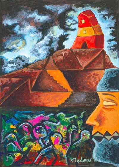 Alternate image for Signed Stretched Surrealist Acrylic Painting of Underworld Subterranean Murmur