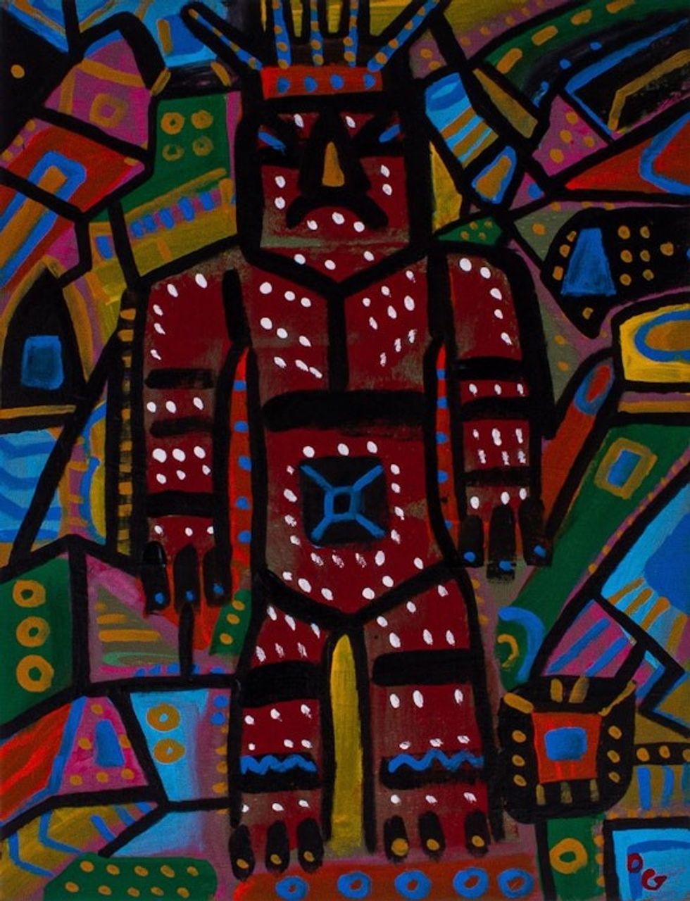 Unique Painting of Aztec Deity 'Xipe Totec'