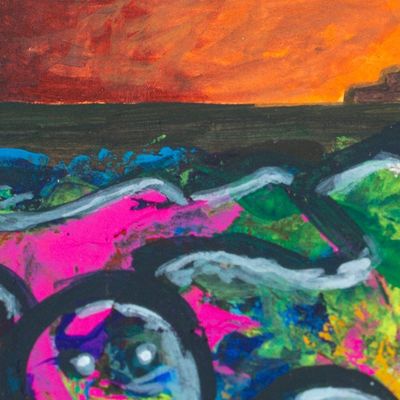 Alternate image for Signed Stretched Surrealist Acrylic Painting of Underworld Subterranean Murmur