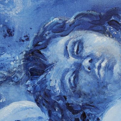 Alternate image for Expressionist Angel Painting in Blue from Brazil The Guardians