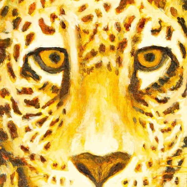 Alternate image for Oil and Acrylic on Wood of Two Jaguars in a Jungle Jaguars