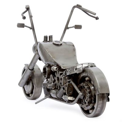 Alternate image for Auto Part Sculpture Recycled Metal Mexico Eco Art Rustic Vintage Motorcycle