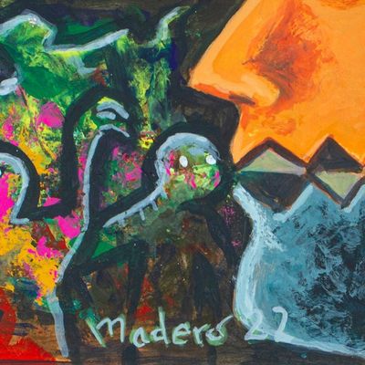 Alternate image for Signed Stretched Surrealist Acrylic Painting of Underworld Subterranean Murmur