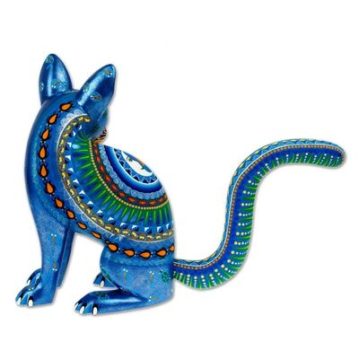Alternate image for Mexico Alebrije Mystical Cat Sculpture Oaxaca Folk Art Cat of the Moon and Water