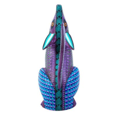 Alternate image for Hand-Painted Oaxacan Alebrije Sculpture Purple Coyote
