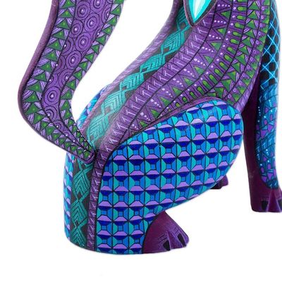 Alternate image for Hand-Painted Oaxacan Alebrije Sculpture Purple Coyote