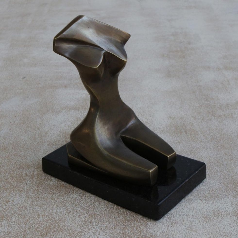 Polished Bronze Sculpture of Female Figure from Brazil 'Golden Tropical Beauty'