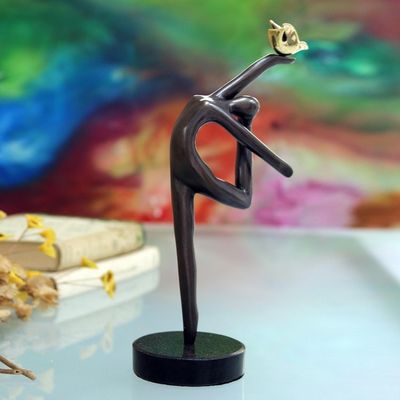 Alternate image for Bronze Female Dancer Sculpture with Golden Dove from Brazil Peace Message