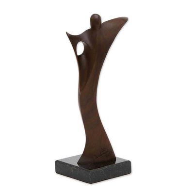 Alternate image for Abstract Angel Imbuia Wood Sculpture with Granite Base Angel of Health