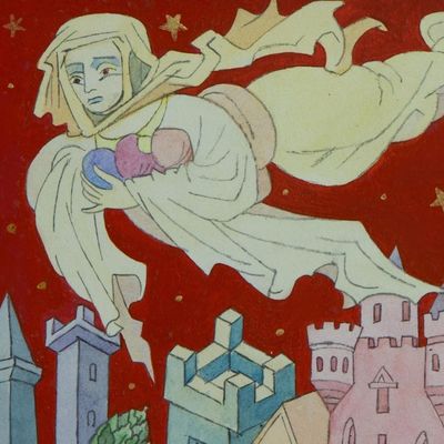 Alternate image for Signed Expressionist Cityscape Illustration from Brazil Melusina the Fugitive