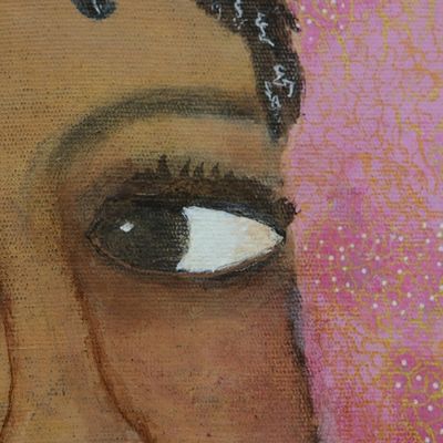 Alternate image for Acrylic on Canvas Portrait of a Woman in Naif Style Beauty Without Artifice