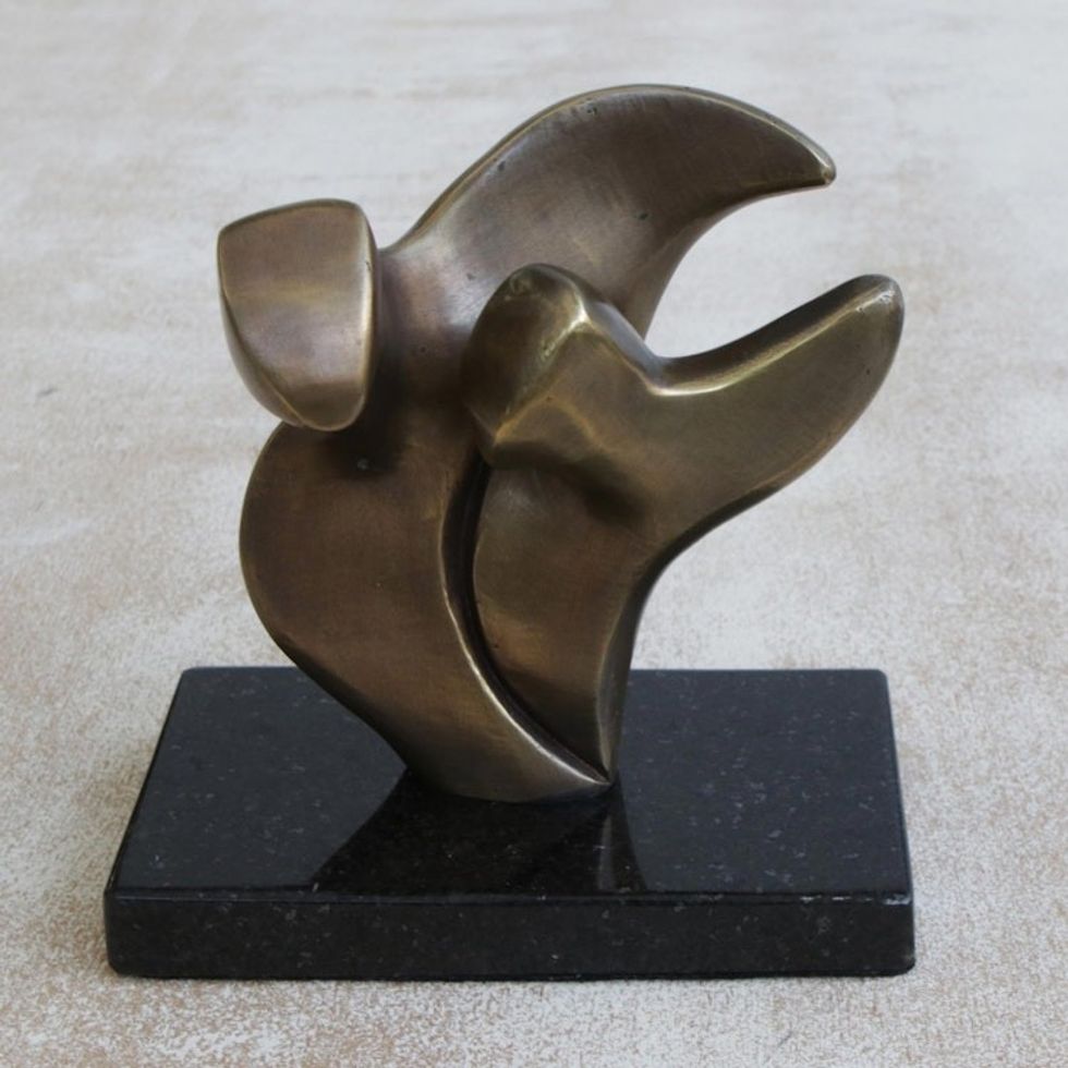 Bronze Sculpture of Flying Abstract Figure from Brazil 'Flight'