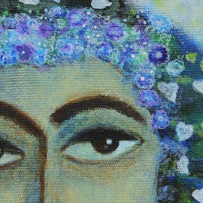 Alternate image for Acrylic on Canvas Portrait of Two Women in Naif Style Compassion and Charity