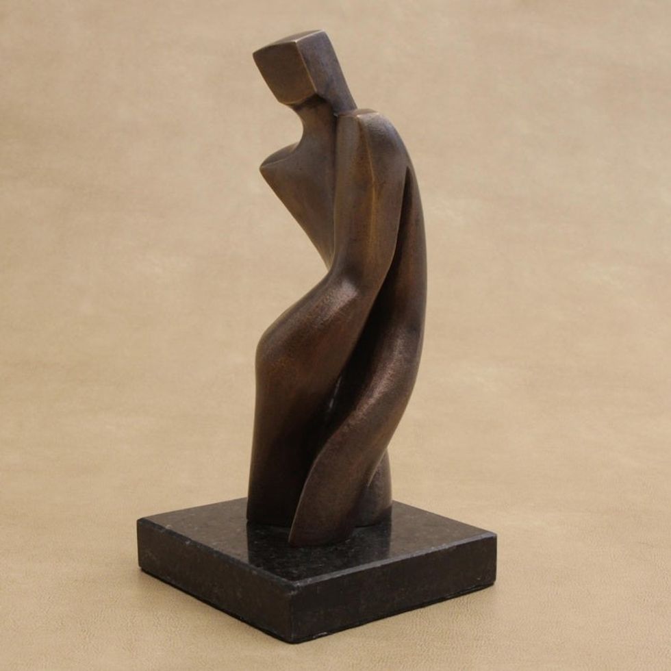 Signed Artistic Bronze Sculpture from Brazil 'Lovers'