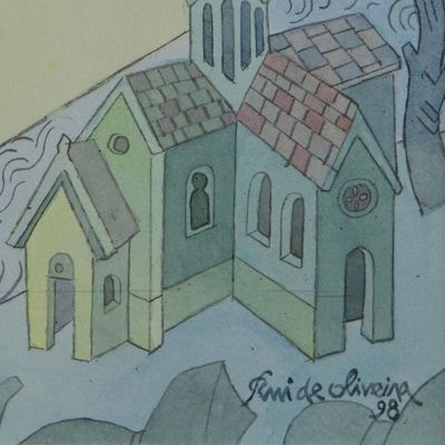 Alternate image for Signed Expressionist Cityscape Illustration from Brazil Melusina the Fugitive