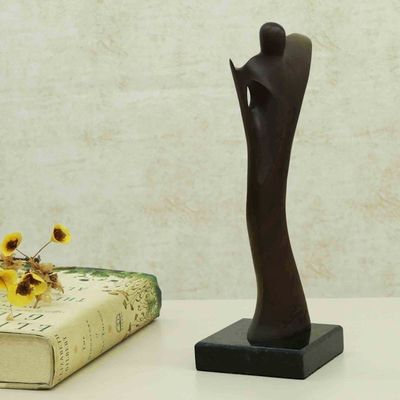 Alternate image for Abstract Angel Imbuia Wood Sculpture with Granite Base Angel of Health