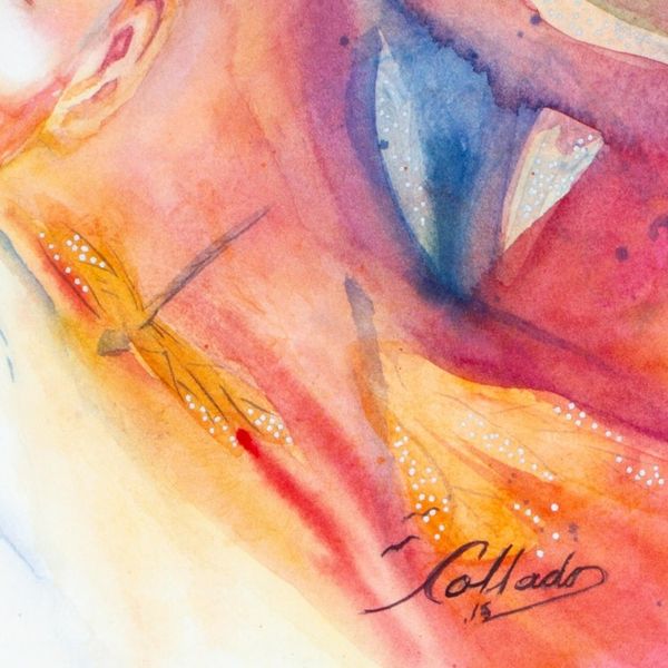 Alternate image for Colorful Signed Expressionist Painting of Gandhi from Mexico Illuminated