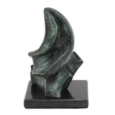 Alternate image for Brazilian Abstract Bronze Sculpture with Granite Base Abstract Motion