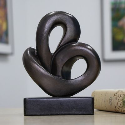 Alternate image for Abstract Bronze Heart Sculpture from Brazil Two Heartbeats