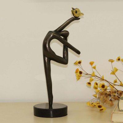 Alternate image for Bronze Female Dancer Sculpture with Golden Dove from Brazil Peace Message