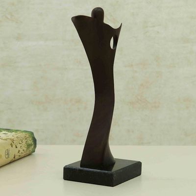 Alternate image for Abstract Angel Imbuia Wood Sculpture with Granite Base Angel of Health