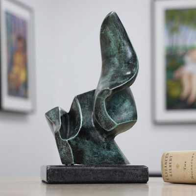 Alternate image for Brazilian Abstract Bronze Sculpture with Granite Base Abstract Motion