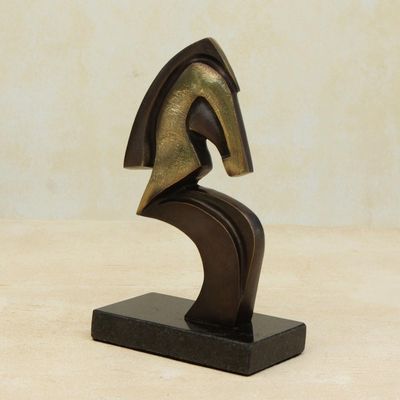 Alternate image for Signed Abstract Horse Sculpture in Bronze from Brazil Abstract Horse