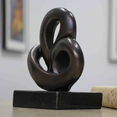 Alternate image for Abstract Bronze Heart Sculpture from Brazil Two Heartbeats
