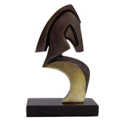 Alternate image for Signed Abstract Horse Sculpture in Bronze from Brazil Abstract Horse
