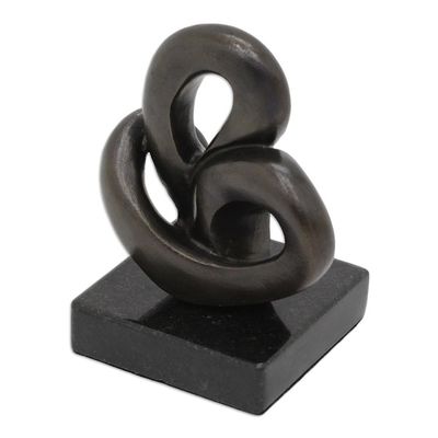 Alternate image for Abstract Bronze Heart Sculpture from Brazil Two Heartbeats