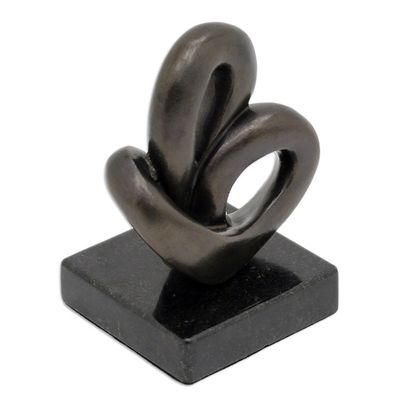 Alternate image for Abstract Bronze Heart Sculpture from Brazil Two Heartbeats