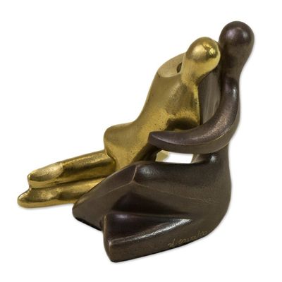 Alternate image for Two-tone bronze couple sculpture Joined Love