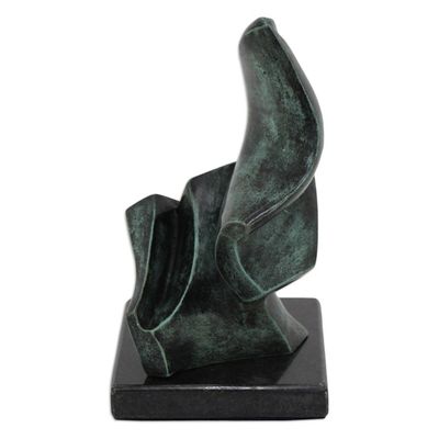 Alternate image for Brazilian Abstract Bronze Sculpture with Granite Base Abstract Motion