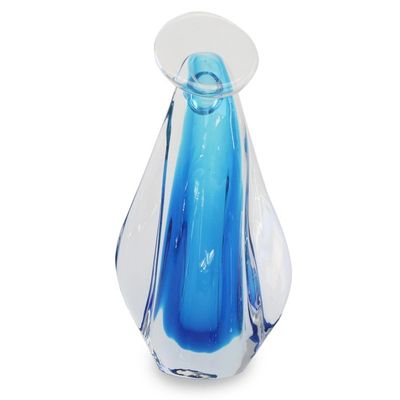 Alternate image for Abstract Art Glass Sculpture of Mother Mary in Blue Our Lady in Blue