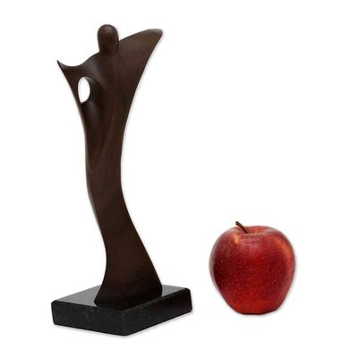Alternate image for Abstract Angel Imbuia Wood Sculpture with Granite Base Angel of Health