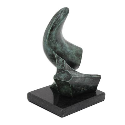 Alternate image for Brazilian Abstract Bronze Sculpture with Granite Base Abstract Motion