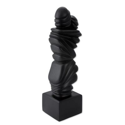 Alternate image for Abstract Signed Black Resin Love Theme Sculpture Kiss