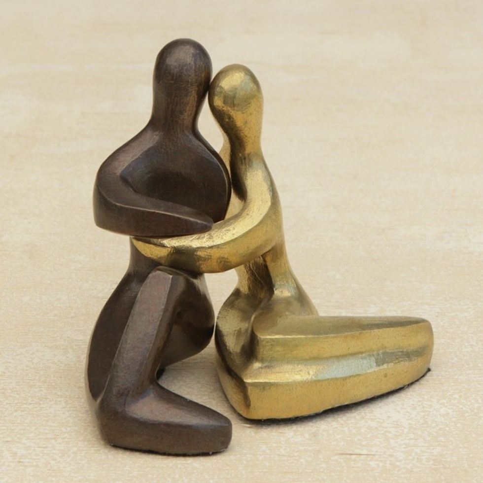 Modern Bronze Sculpture from Brazil Pair 'In Love'